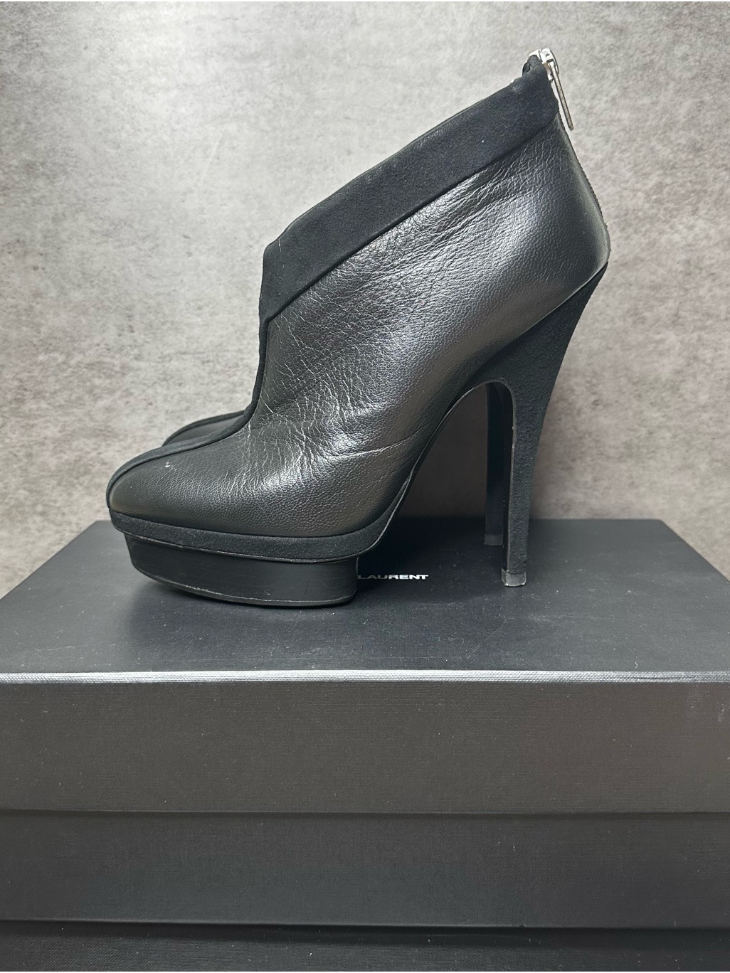 Yves Saint Laurent “Easy” Platform Ankle Boots In Classic Black